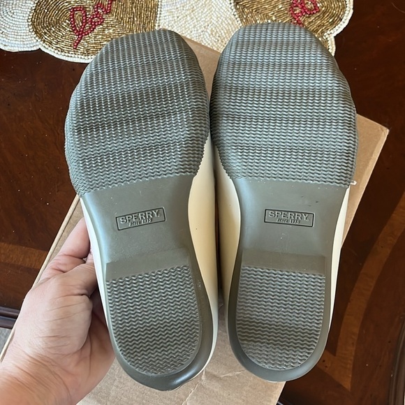 Brand New Sperry Saltwater 1-Eye Ivory Rain Boots Rubber Leather Collar Fleece - Picture 14 of 16